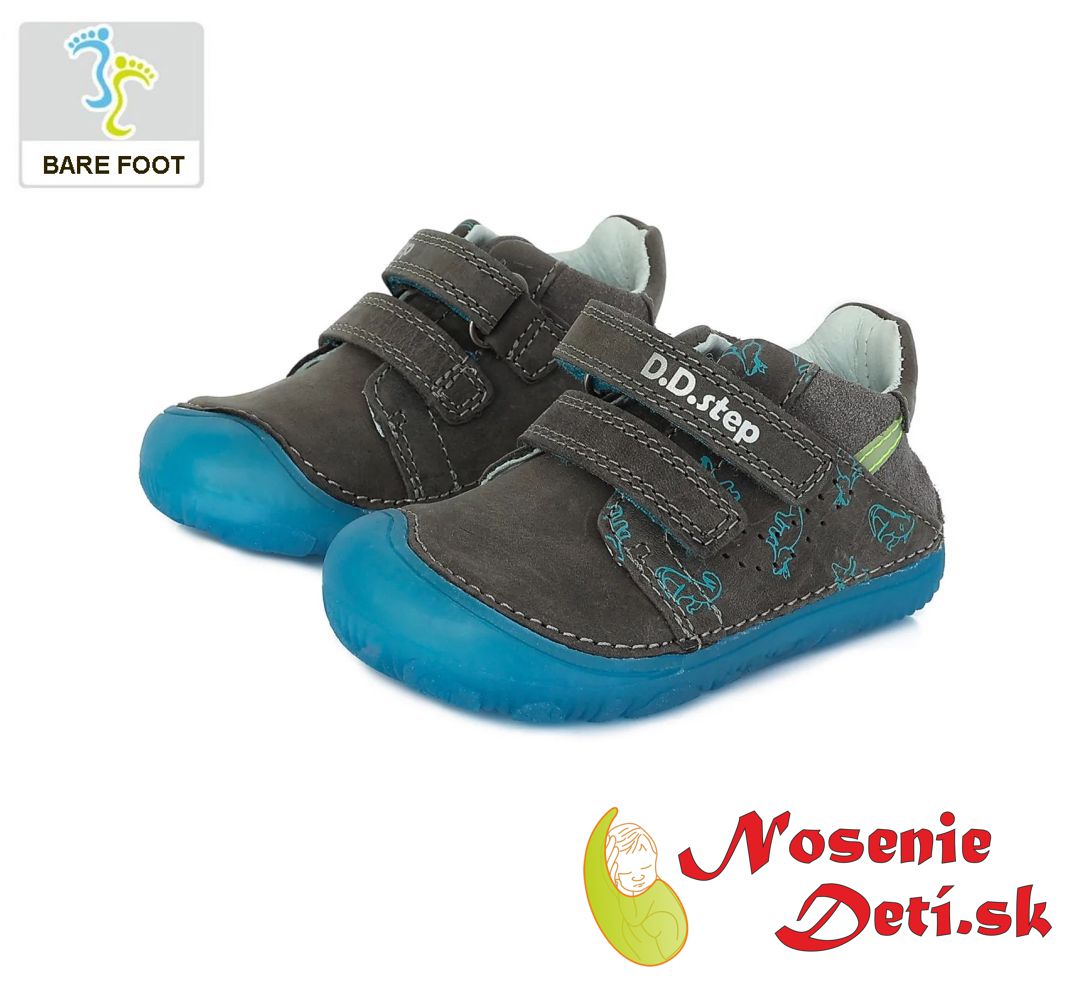 Barefoot boty dětské chlapecké D.D. Step Tmavě šedé Dinosauři 073-919A