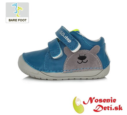 Barefoot chlapecká celoroční obuv DD Step boty Modrošedé Medvídek 070-371