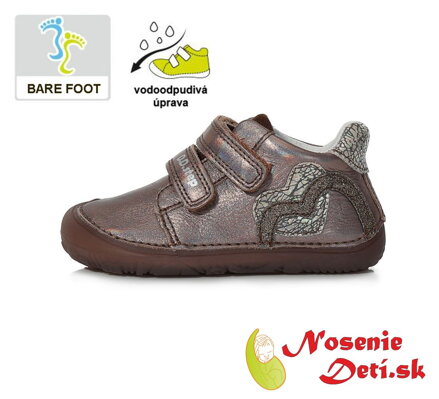 Barefoot boty celoroční dívčí DD Step Bronze Srdíčka 073-328B