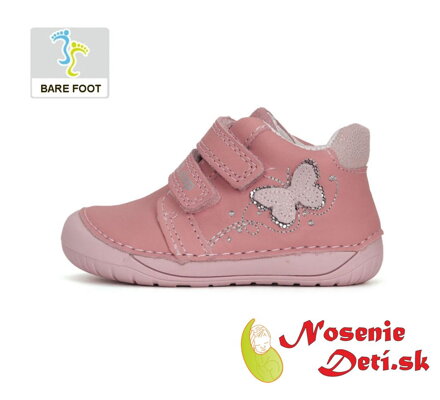 Barefoot dívčí celoroční kotníkové boty DD Step Růžové Motýlek 070-41929A